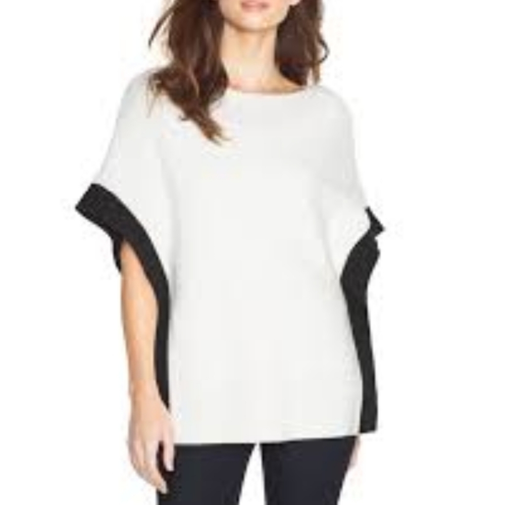 WHBM Ribbed Colorblock Poncho L